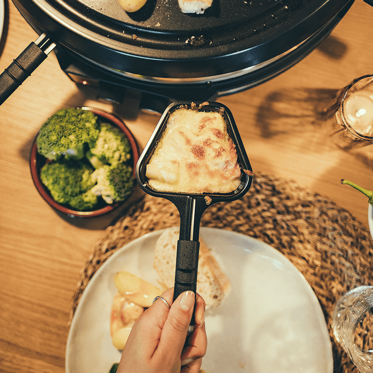 Appareil à raclette 4 personnes avec gril, Raclette et fondue